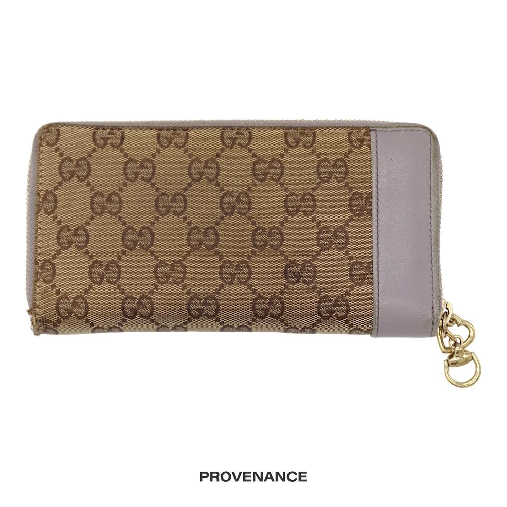 🔴 Gucci Horsebit Heart Zip Long Wallet - GG Canvas Lavender